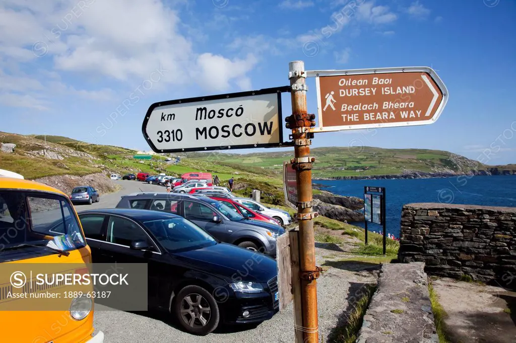 parking at the cable car station near dursey island, county cork, ireland
