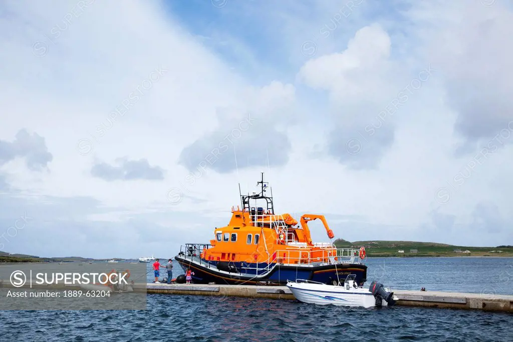 lifeboat in knightstown harbour, valentia island, county kerry, ireland