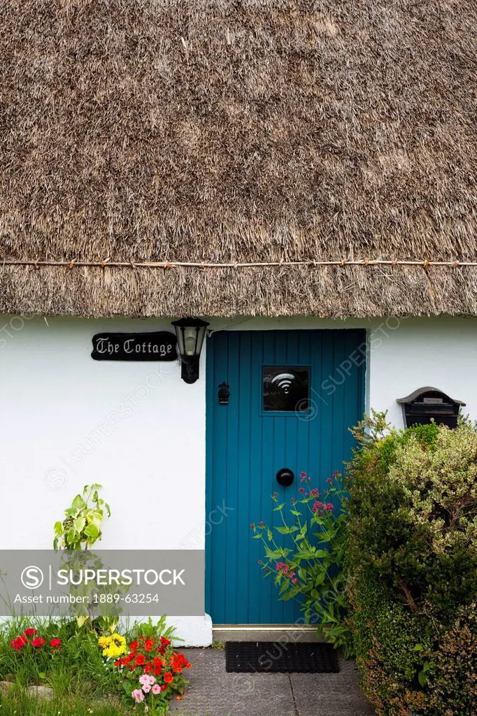 exterior of traditional irish cottage, bundoran, county donegal, ireland