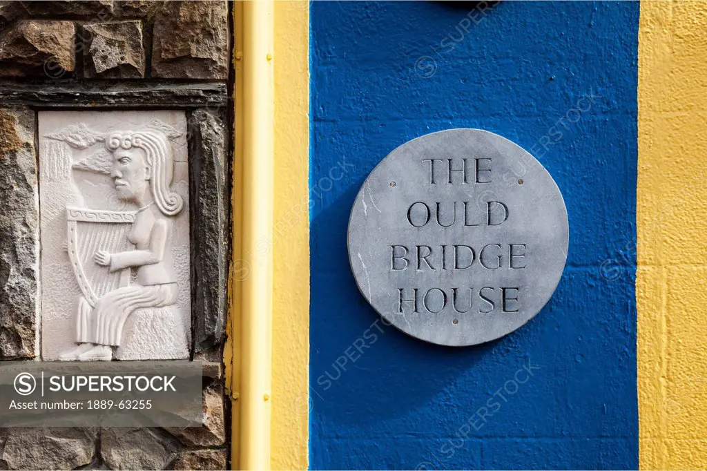detail of plaque on pub, bundoran, county donegal, ireland
