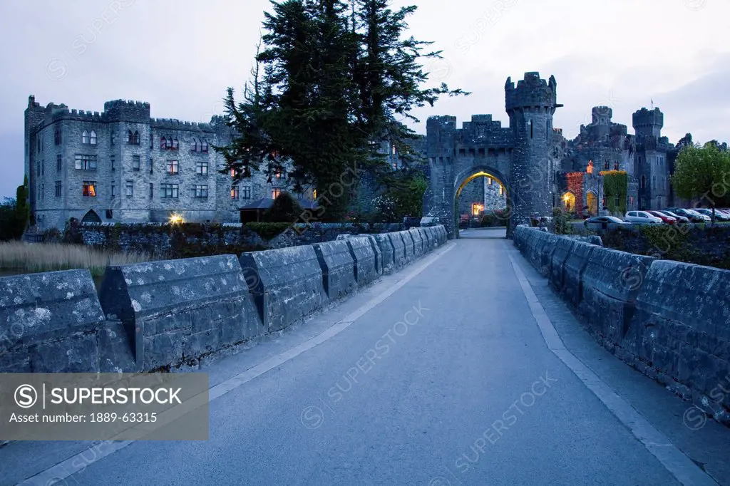 road to ashford castle at dusk, cong, county mayo, ireland