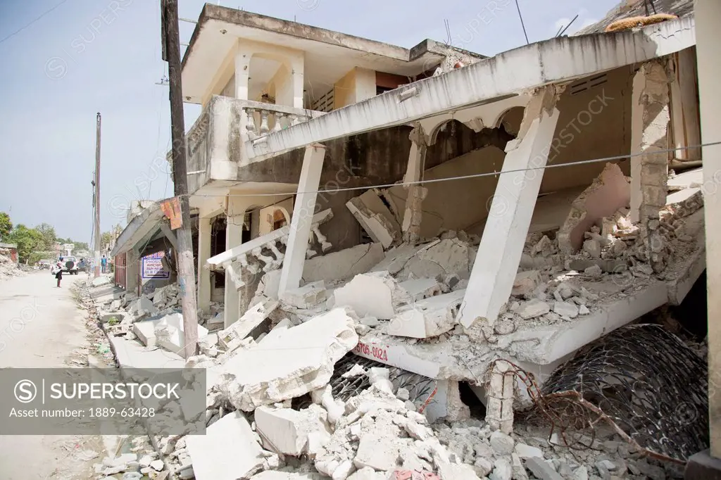 ruins of a building after the haitian earthquake, port_au_prince, haiti