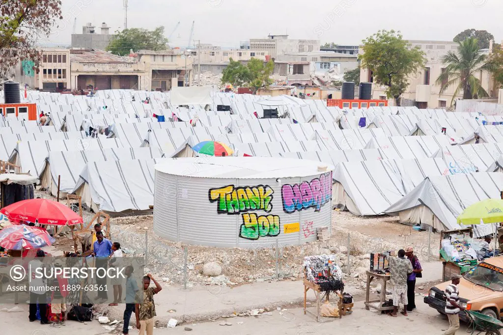 a view of the tents as temporary shelter for the internally displaced people after the earthquake, port_au_prince, haiti
