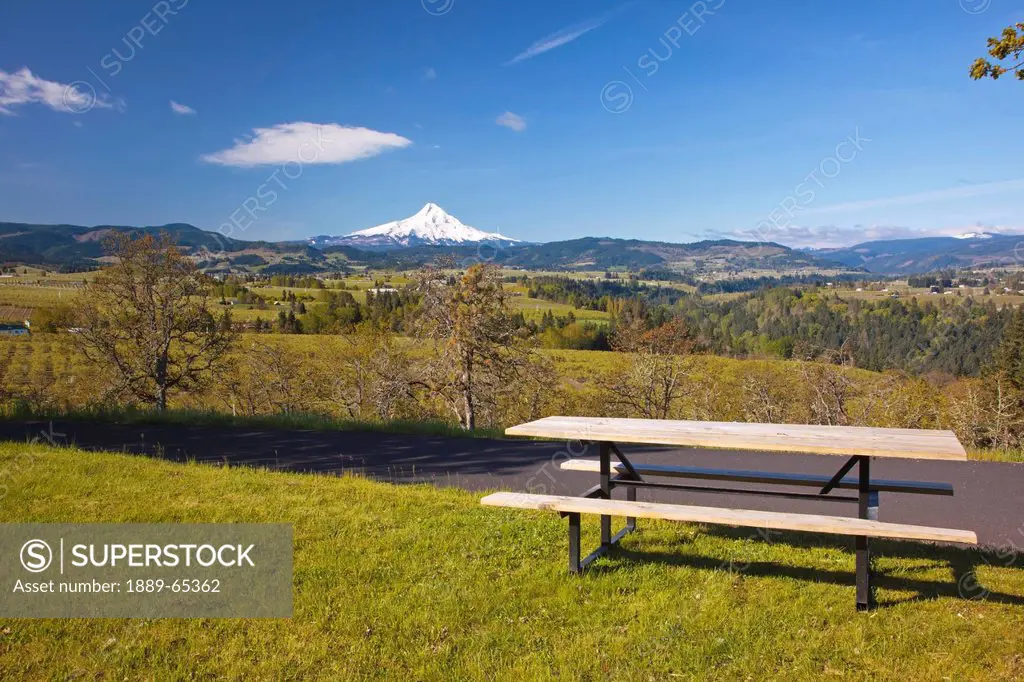 a view of mount hood from panorama park and hood river valley, oregon united states of america