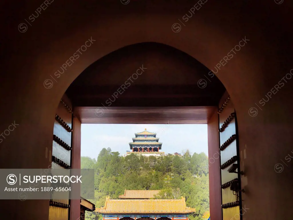 jingshan park from the forbidden city, beijing, china