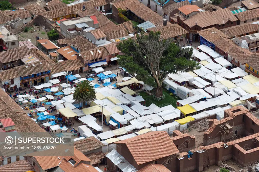 View Of The Market Amongst Buildings, Pisac Peru