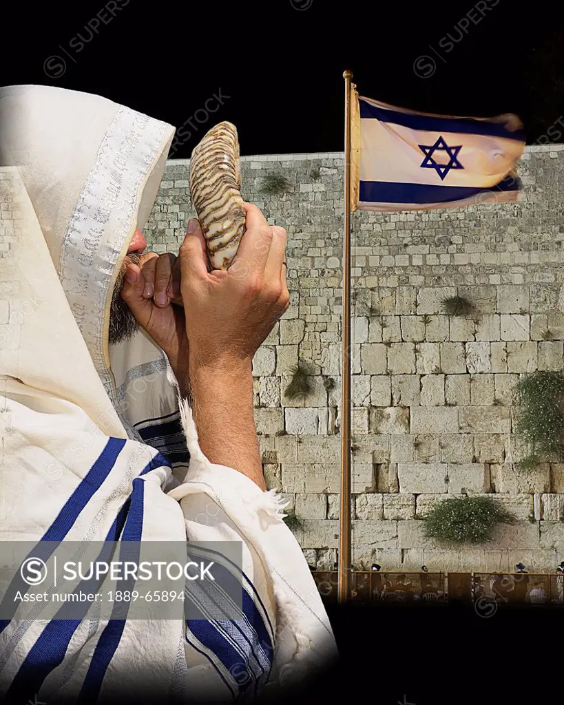 composite taken at the western wall in jerusalem entitled ´watchman´, jerusalem israel
