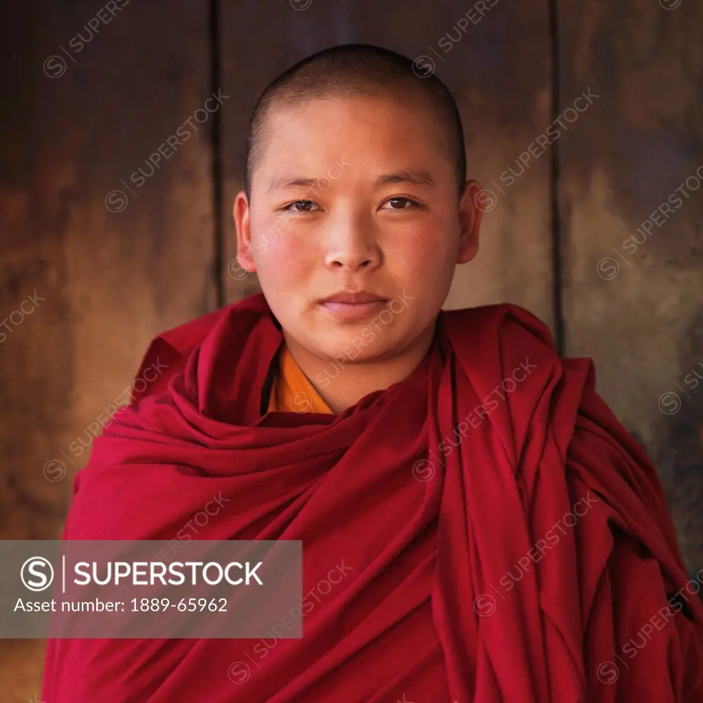 A Monk In A Red Robe, Thimphu District Bhutan