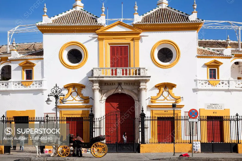 exterior of plaza de toros bullring, seville spain
