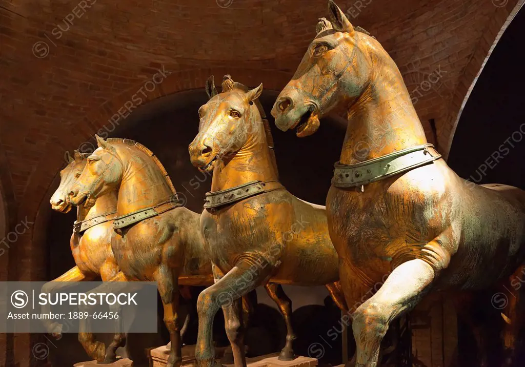 statue of four horses in st. mark´s basilica, venice italy
