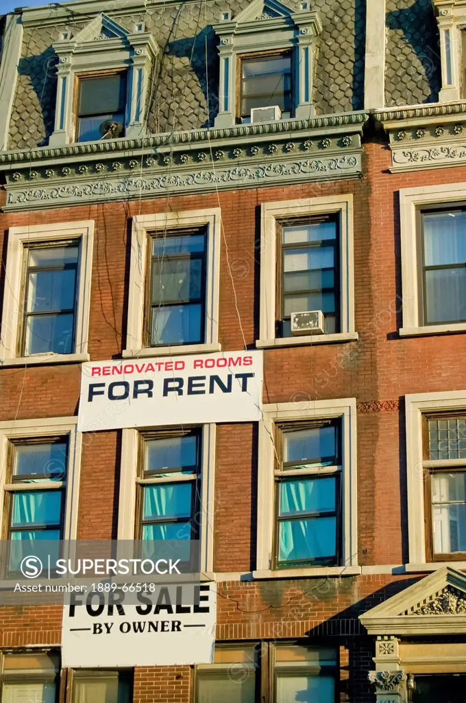 building with a rent and sale sign, new york city new york united states of america
