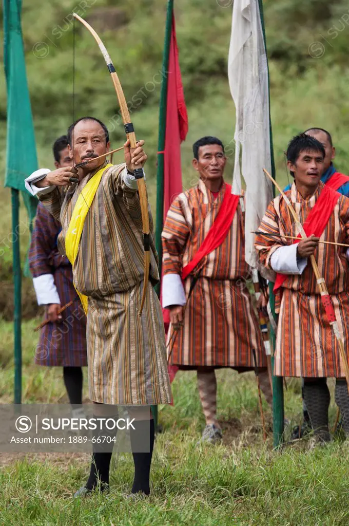 Archer Preparing To Shoot, Khuruthang Bhutan