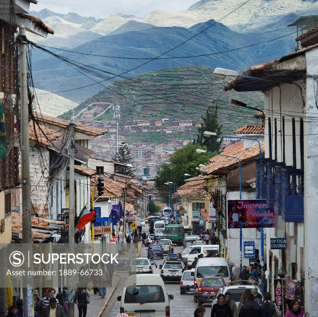 View Of The Mountains And Busy Urban Area, Cusco Peru