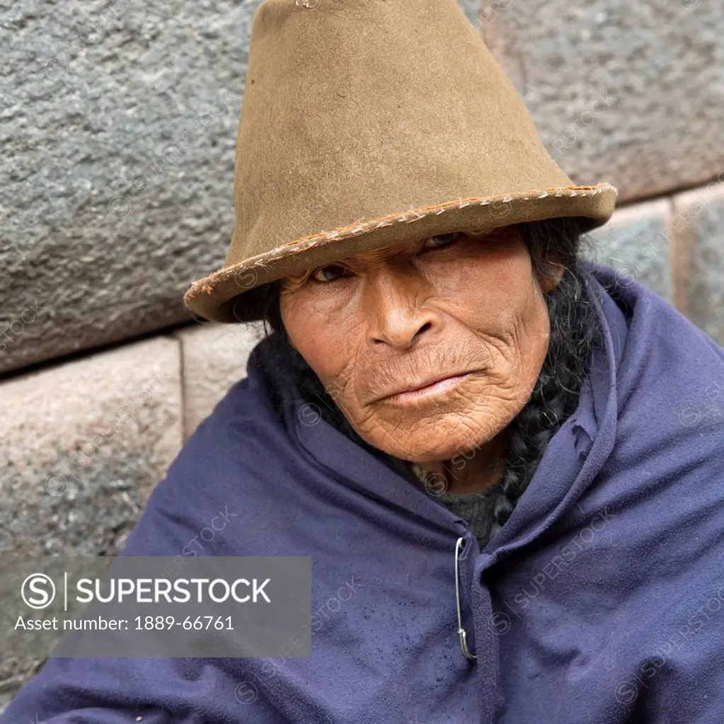 Portrait Of A Woman Wearing A Hat, Cusco Peru