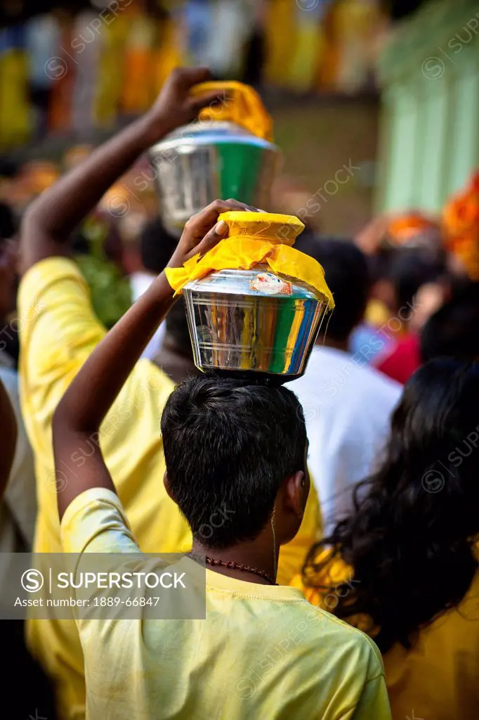 People Performing A Hindu Ritual For The Thaipusam Festival On The Street, George Town Penang Malaysia