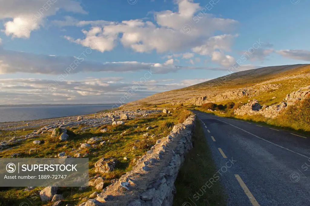 road along the burren coastline region, county clare ireland