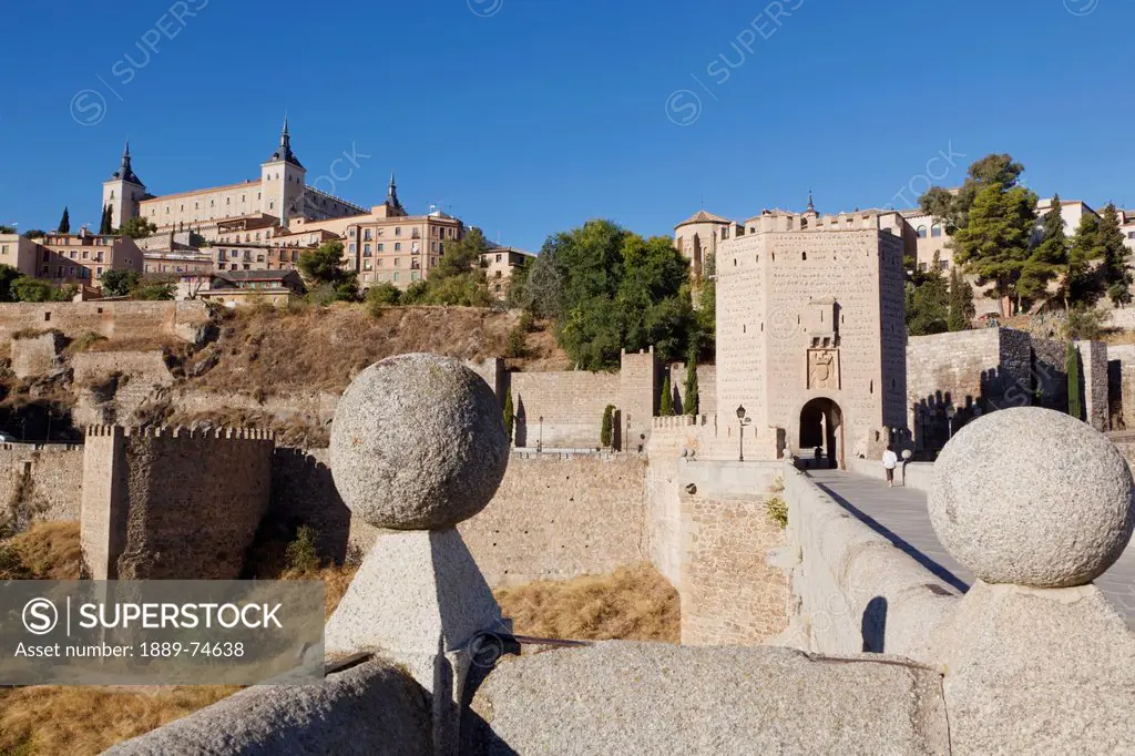 The Alcantara Bridge And The Alcazar Behind, Toledo Toledo Province Castilla_La Mancha Spain