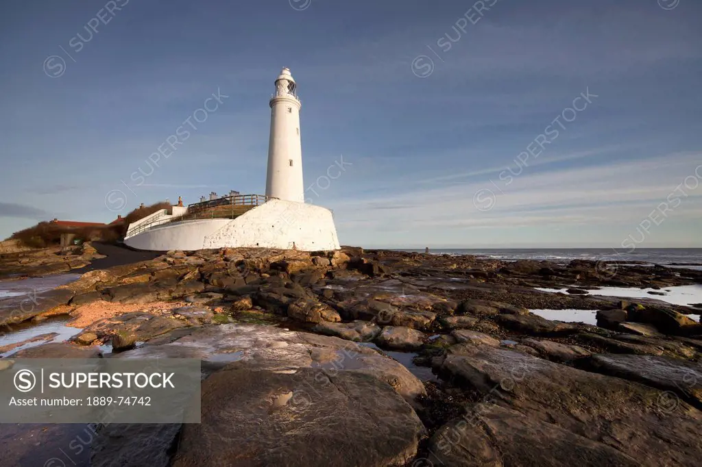 Lighthouse On St. Mary´s Island, Northumberland England