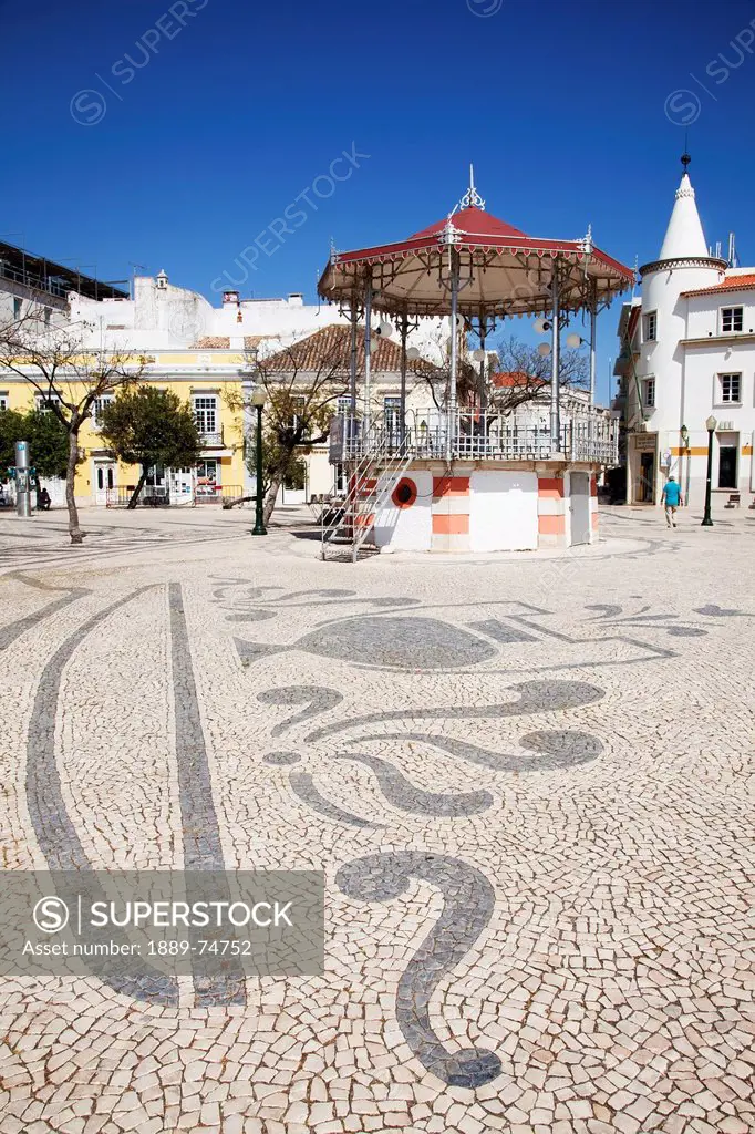 Designs In The Tiled Ground In The Town Square, Faro Algarve Portugal