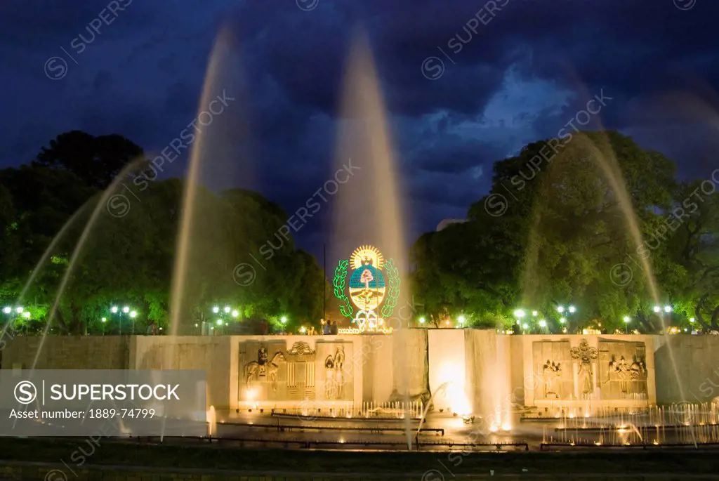 The Fountains At Night On Independence Square, Mendoza Argentina