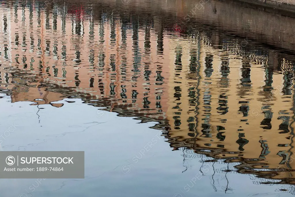 Buildings reflected in the griboedova canal, st. petersburg russia