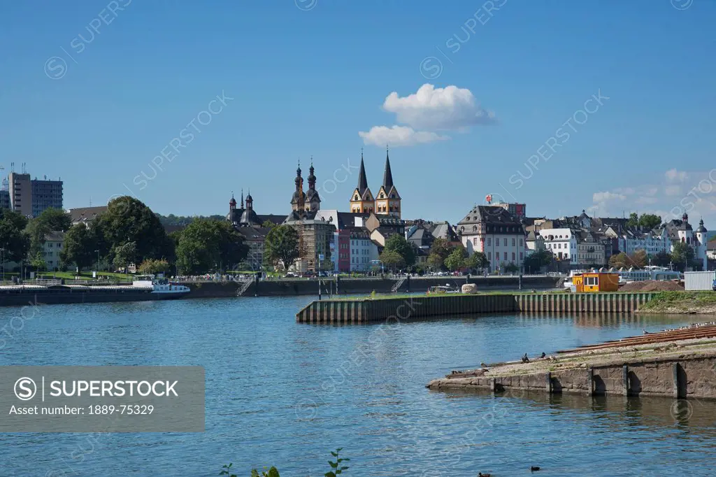 Moselle River With Steeples Of Florins Church And The Church Of Our Beloved Lady, Koblenz Rhineland_Palatinate Germany