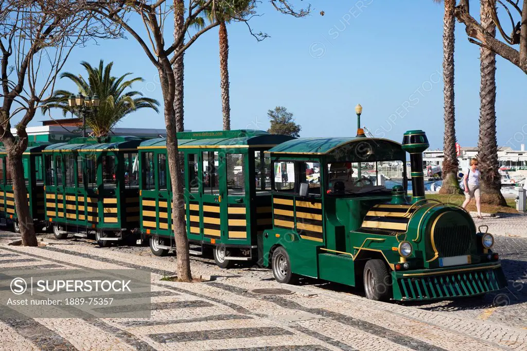 A Green Train Along The Road, Faro Algarve Portugal