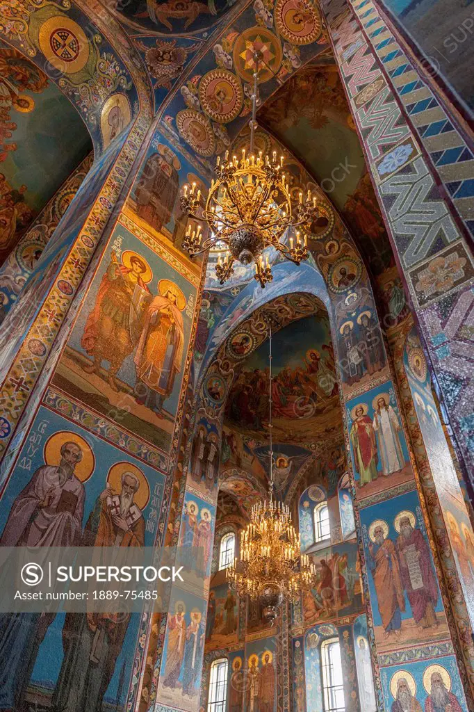 Mosaic on the walls inside church of the savior on spilled blood, st. petersburg russia