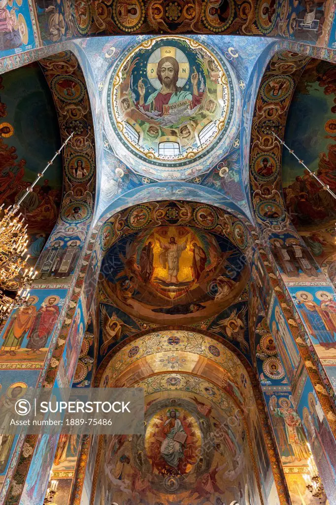 Mosaic on the walls inside church of the savior on spilled blood, st. petersburg russia