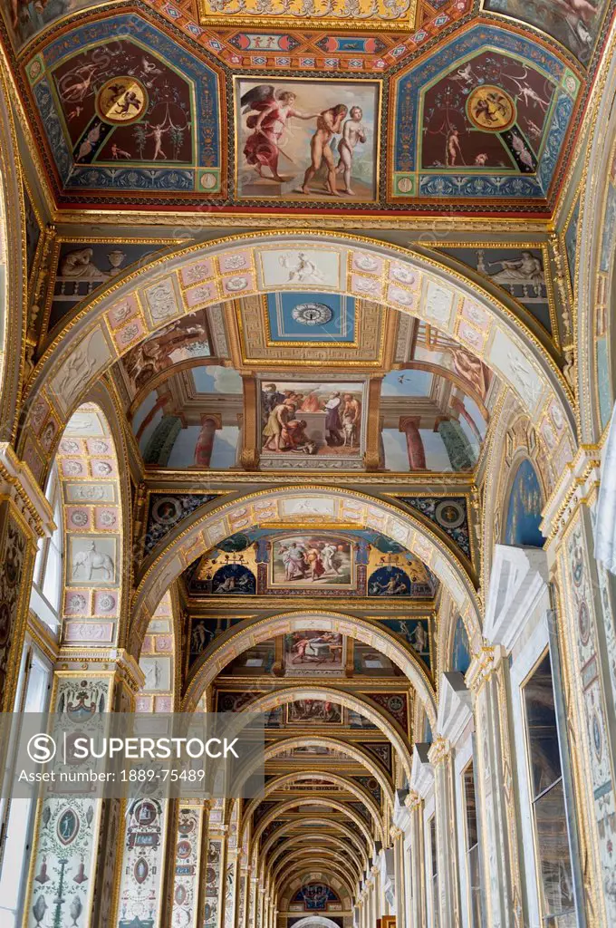 Paintings and arches inside winter palace, st. petersburg russia