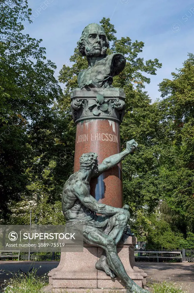 Statue of john ericsson in the royal garden, stockholm sweden