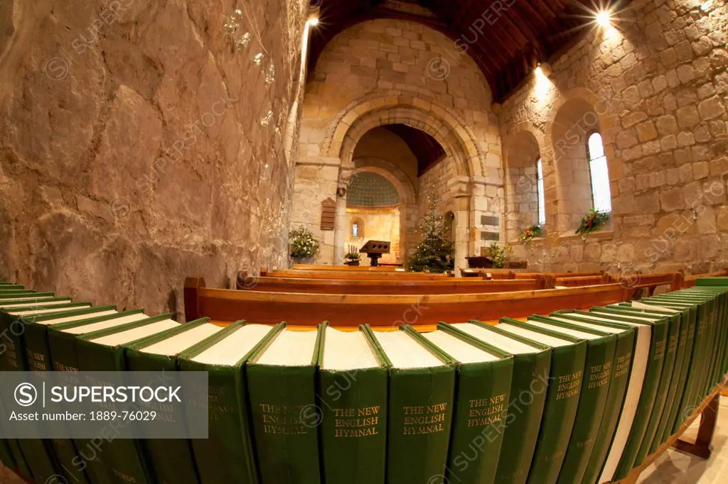 A Row Of The New English Hymnals At The Back Of A Sanctuary, Northumberland England