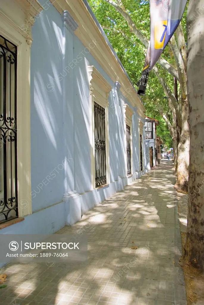 Shaded Street Alongside A Building In South America, Mendoza Argentina