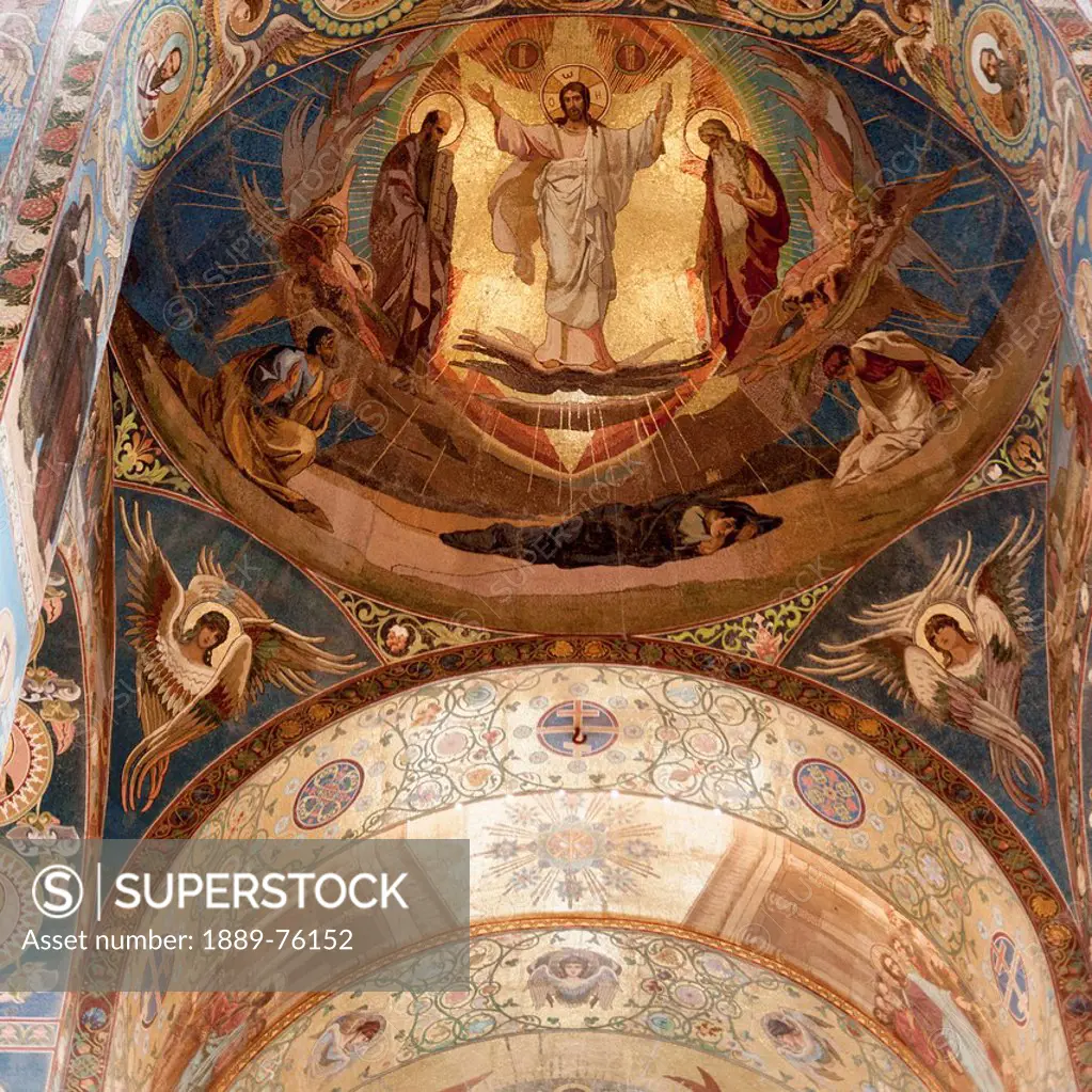 Mosaic of a religious figures in church of the savior on spilled blood, st. petersburg russia