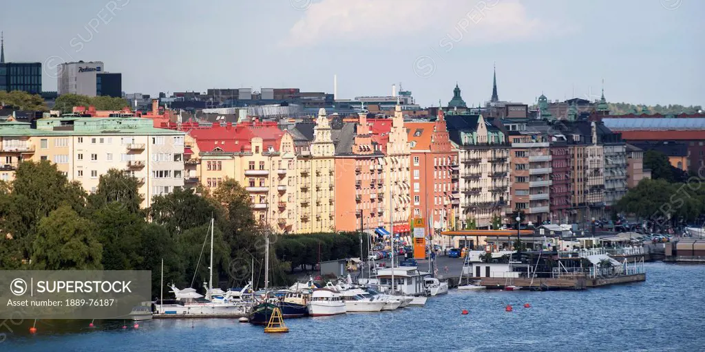 Boats moored in the harbour, stockholm sweden