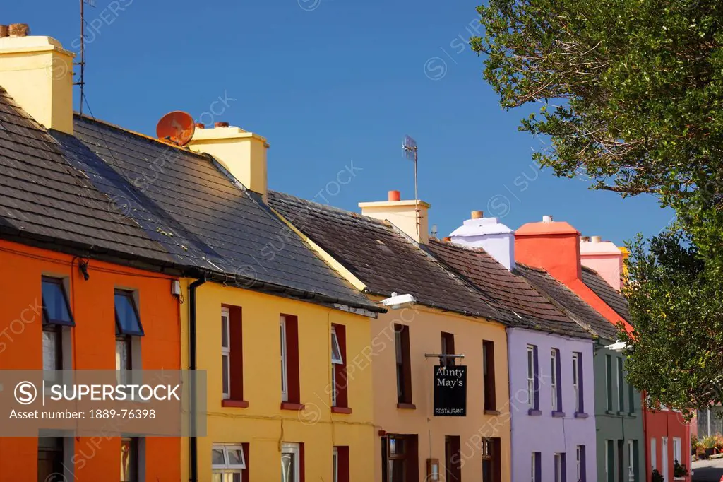 Painted Houses On Main Street Of Eyeries Village On The Beara Peninsula In West Cork, Eyeries County Cork Munster Region Ireland