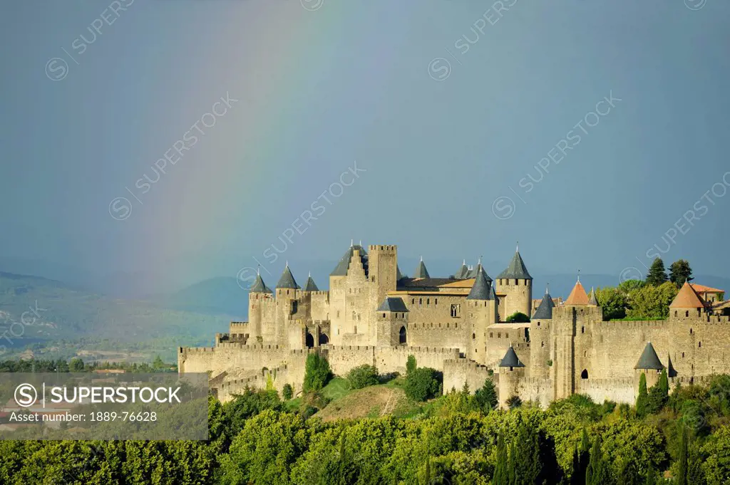 Rainbow Over The Fortress, Carcassonne Languedoc France