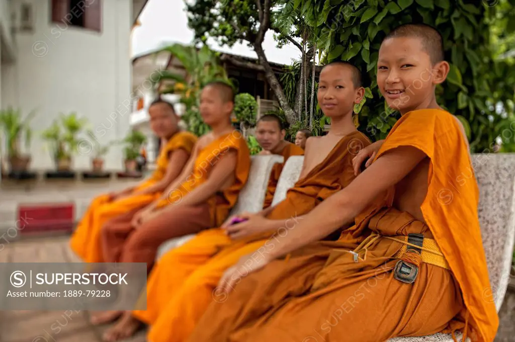 young monks at a temple, chiang mai thailand