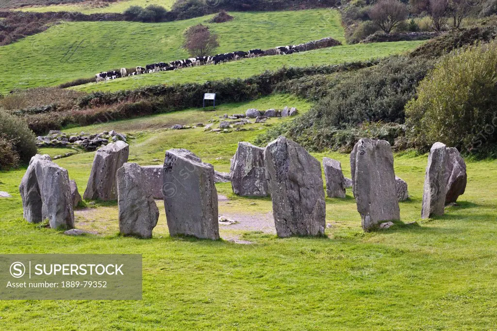 drombeg recumbent stone circle druid´s altar near glandore, county cork ireland