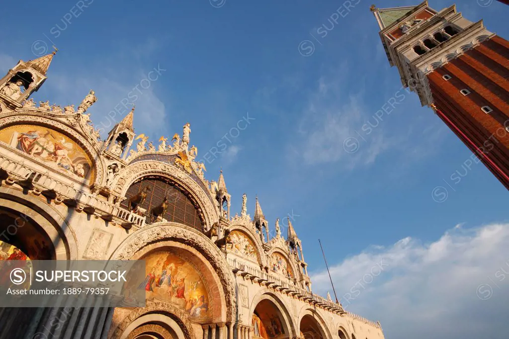 st. marks´s basilica and campanile off piazza san marco or st. mark´s square, venice veneto italy