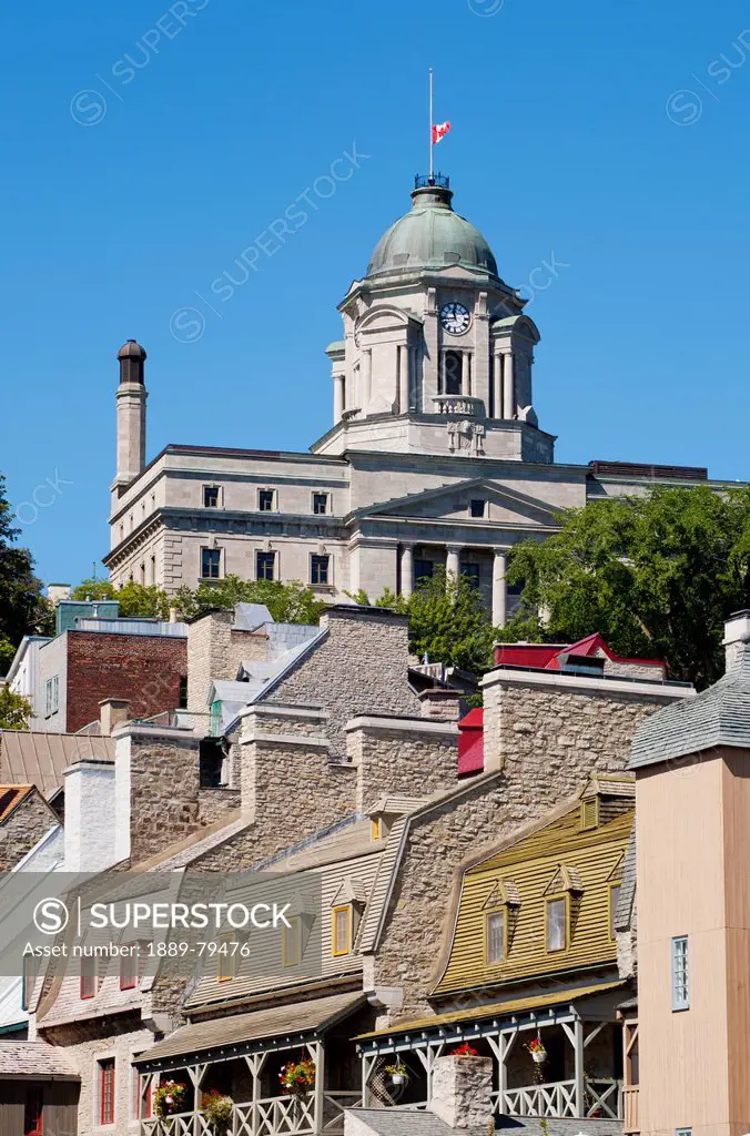 quebec city lower town and canada post building, quebec city, quebec, canada