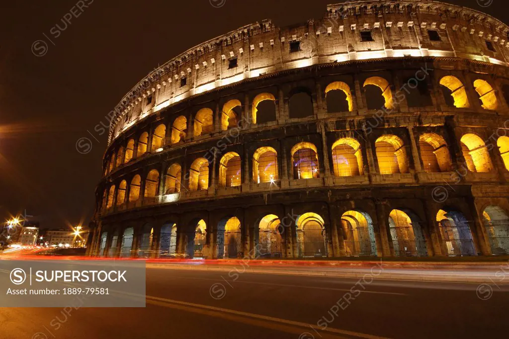 night lights of the colosseum, rome lazio italy