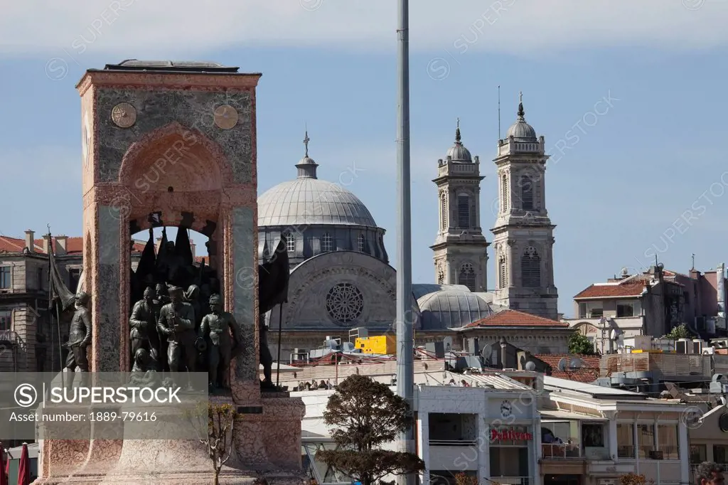 independence monument commemorating kemal ataturk in taksim square, istanbul turkey