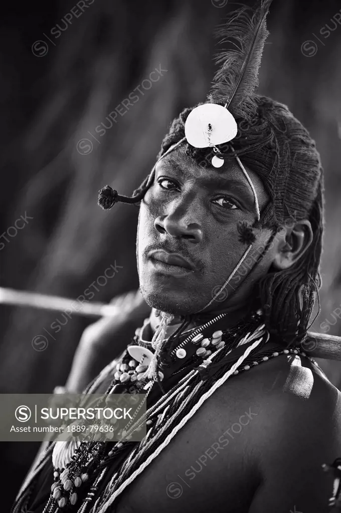Portrait Of A Young Man In Traditional Clothing, Masai Mara Kenya