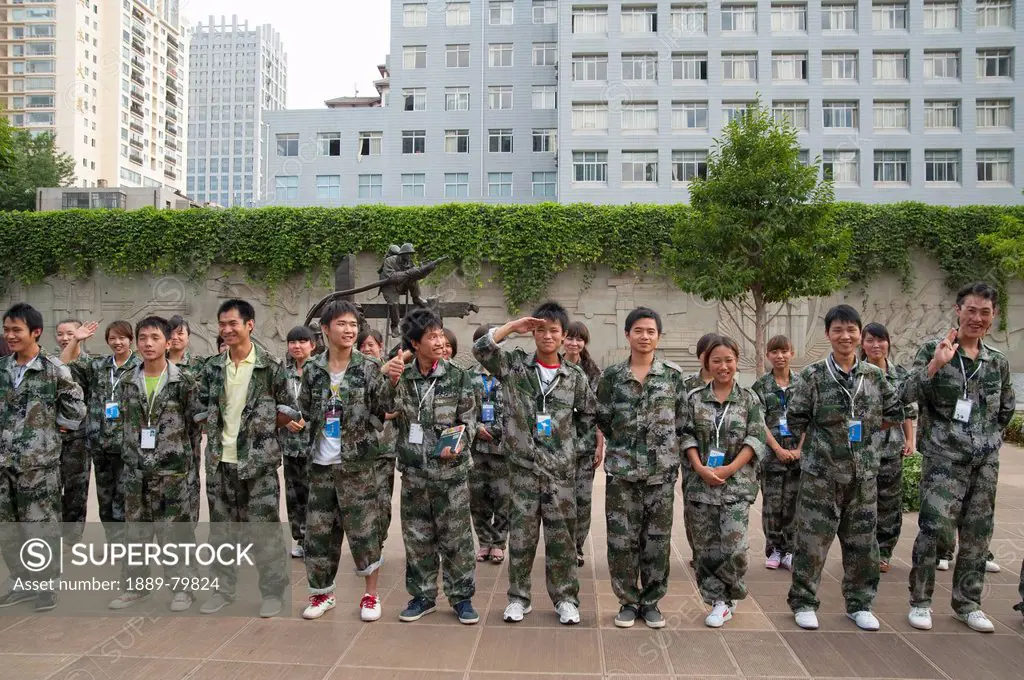 soldiers lined up in camouflage uniform, kunming yunnan china