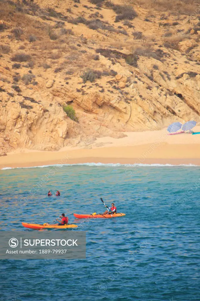 kayakers at santa maria bay near san jose del cabo los cabos area, baja california sur mexico