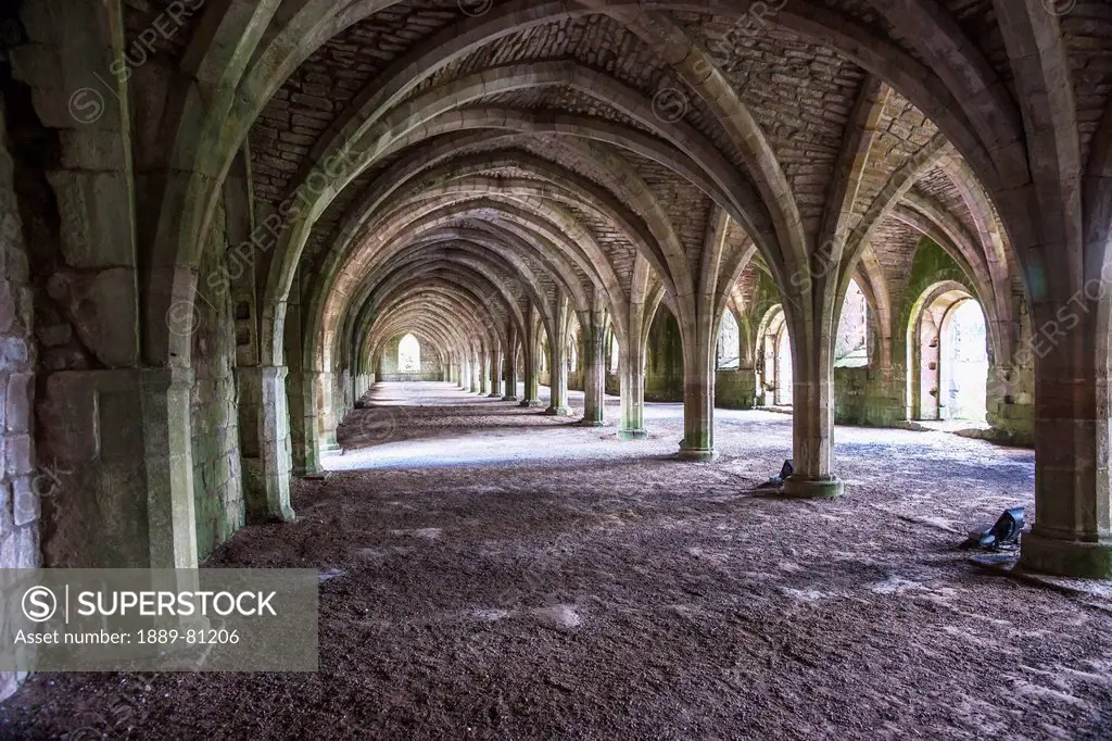 Cellarium at fountains abbey, aldfield north yorkshire england