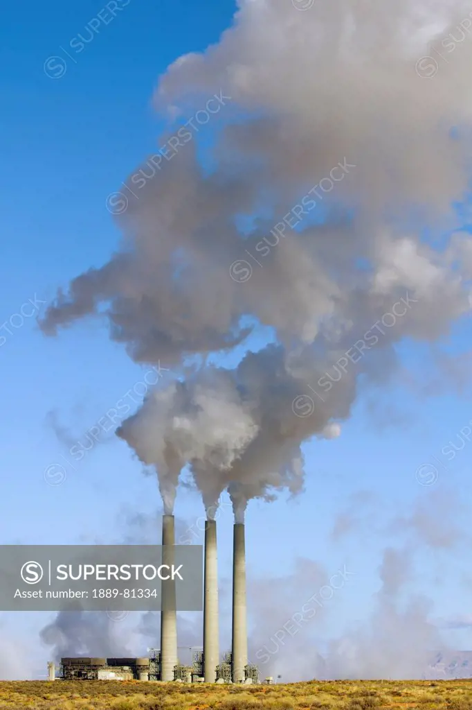 Coal fired power plant chimney stacks, page arizona united states of america