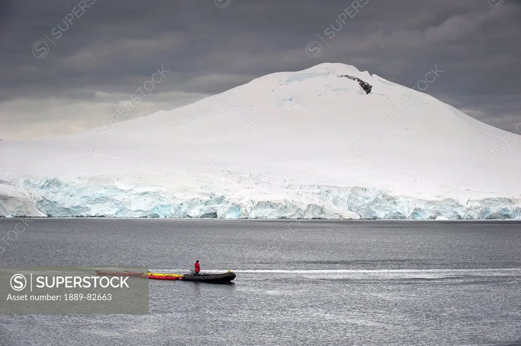 A zodiac in the water, antarctic