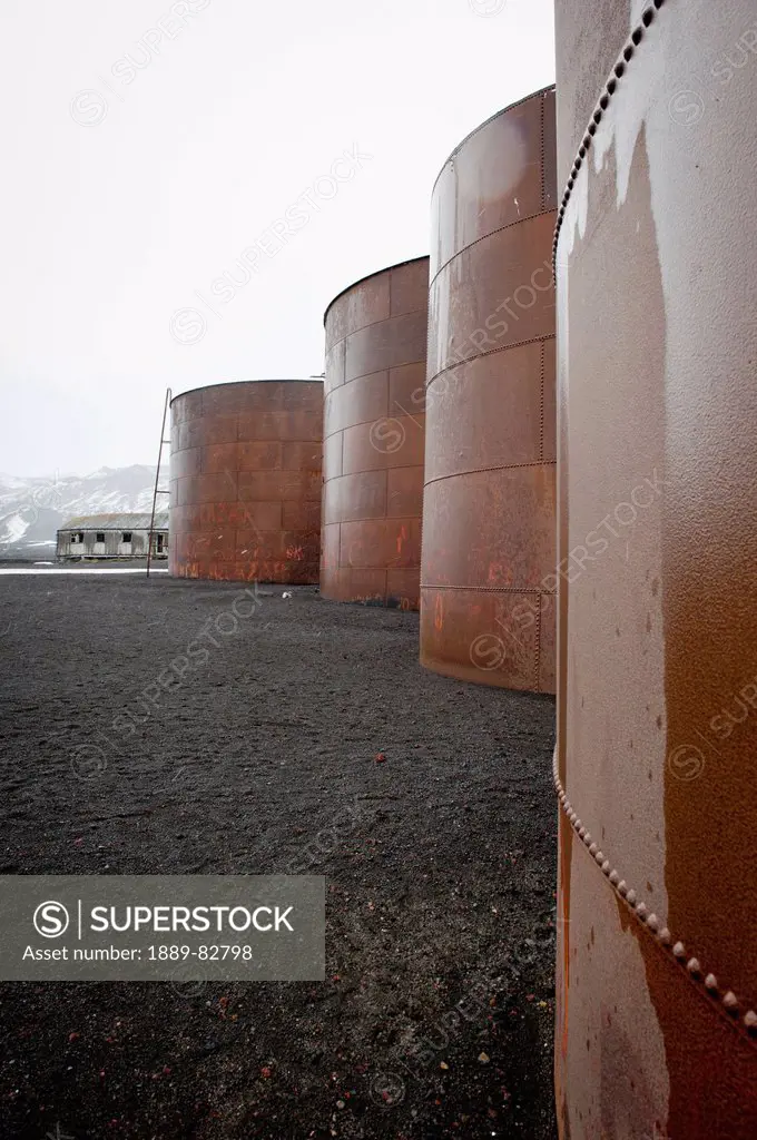 Whale oil tanks, whalers bay, deception island, south shetland islands, antarctica